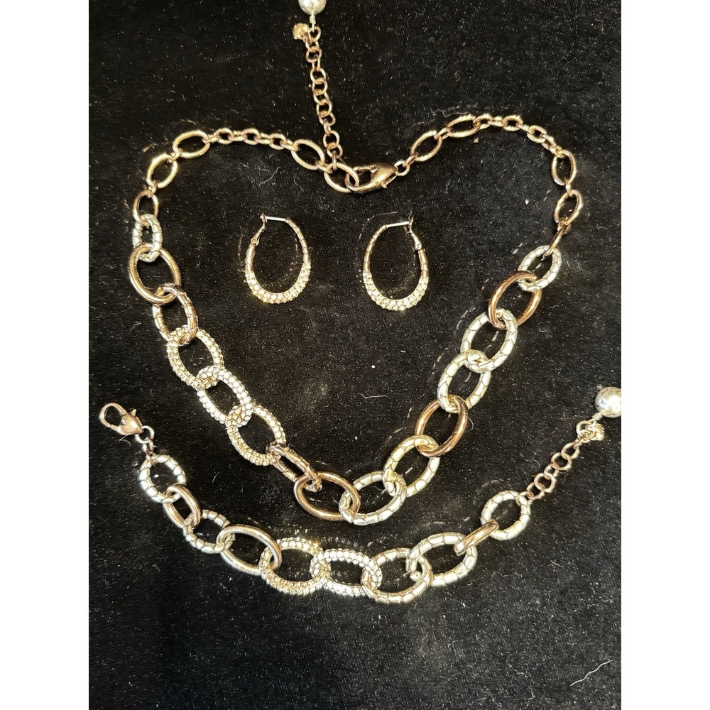 Brighton Pebble Pavé Jewelry Set - Necklace, earrings & bracelet - Silver/Brown